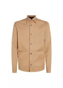 Приталенная мужская рубашка цвета хаки с воротником Tommy Hilfiger