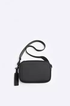 Прорезиненная сумка кроссбоди ZARA, черный