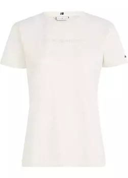 Простая белая женская футболка с круглым вырезом Tommy Hilfiger