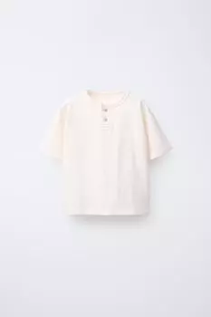 Простая футболка henley ZARA, экрю