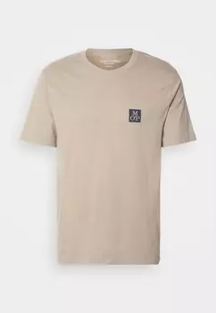 Простая футболка PRINT FLATLOCK DETAILS, STRAIGHT HEM Marc O'Polo, цвет Charleston Gray