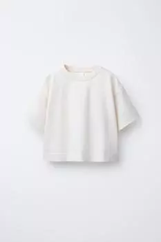 Простая футболка в тяжелом весе ZARA, экрю