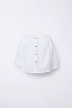 Простая льняная рубашка ZARA, устрично-белый