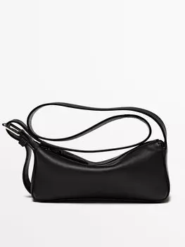 Простая мини-сумка из кожи Massimo Dutti, черный