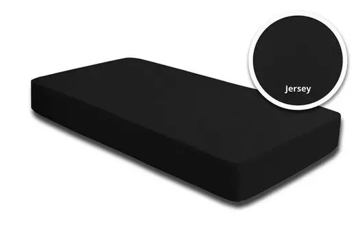 Простынь на подгонке One-Home Jersey schwarz 120x200 cm, 120x25x200 см, черный