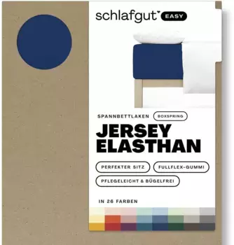 Простыня Schlafgut "EASY Jersey Elastane Box Spring", СДЕЛАНО В ЗЕЛЕНОМ цвете от OEKO-TEX 140-160х200-220 см, 1 шт., синий