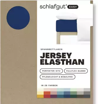 Простыня Schlafgut "EASY Jersey Elastane", СДЕЛАНО В ЗЕЛЕНОМ цвете от OEKO-TEX 120-130х200-220 см, 1 шт., синий