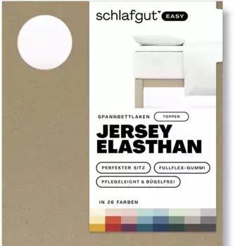 Простыня Schlafgut "EASY Jersey Elastane Topper", СДЕЛАНО В ЗЕЛЕНОМ цвете от OEKO-TEX 180-200х200-220 см, 1 шт., цвет Full-White