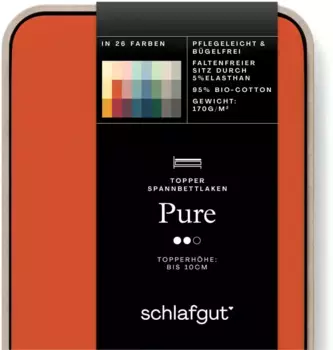 Простыня Schlafgut Pure Topper 140-160х200-220 см, цвет red mid