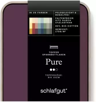 Простыня Schlafgut Pure Topper 90-100х200-220 см, фиолетовый