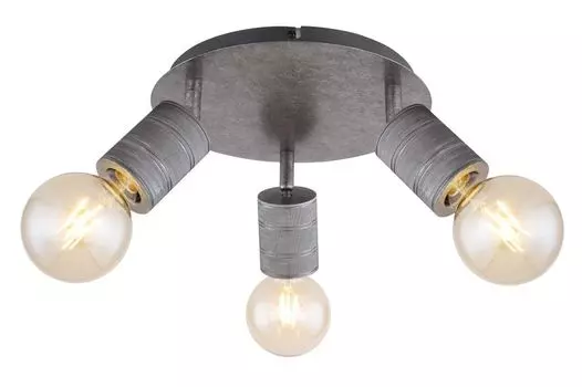 Прожектор Globo Lighting металл серебристый, антик, алюминий серебристый металлик, без плафонов, крышки с рифлеными розетками, : 280 мм, В: 160 мм, без 3x E27 60 Вт 230 В.