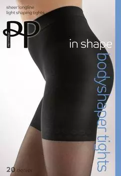 Прозрачные удлиненные колготки In Shape плотностью 20 ден - черные Pretty Polly, черный