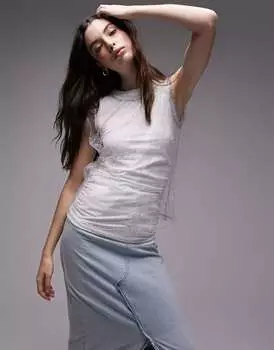 Прозрачный многослойный топ Topshop белого цвета