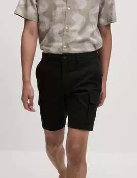 Прямой крой, эластичные шорты-карго Marks & Spencer, черный