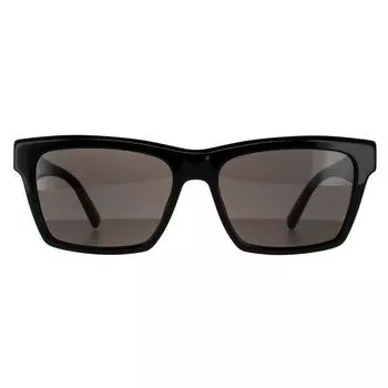 Прямоугольные блестящие черные темно-серые солнцезащитные очки Saint Laurent, черный