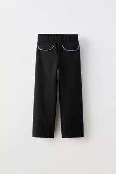 Прямые блестящие брюки ZARA, черный