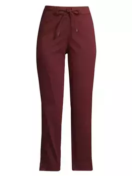Прямые брюки из хлопка с завязками Max Mara Leisure, красный