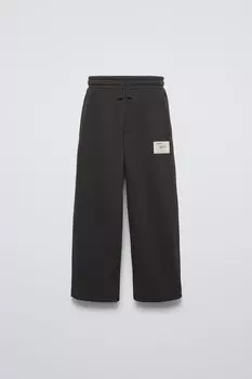 Прямые брюки из мягкой ткани с этикеткой ZARA, антрацитово-серый