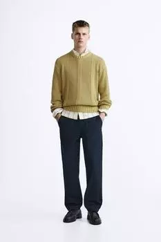 Прямые брюки ZARA, темно-синий