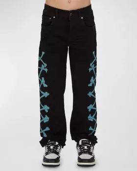 Прямые джинсы Kid's Bones, размер 4–12 Amiri, цвет Od Black