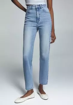 Прямые джинсы PULL&BEAR, серо-синий