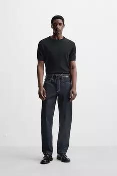 Прямые джинсы с отстрочкой ZARA, индиго
