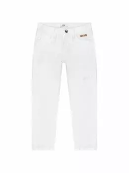 Прямые джинсы с рваным эффектом MSGM, белый