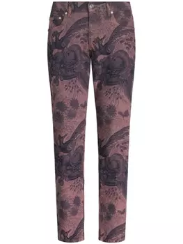 Прямые джинсы с жаккардовым узором ETRO, розовый