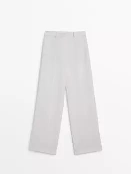 Прямые креповые брюки Massimo Dutti, бежевый