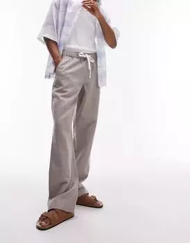 Прямые льняные брюки Topman