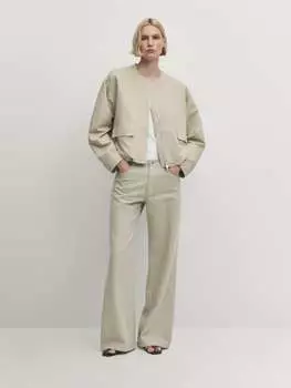 Прямые струящиеся брюки. Massimo Dutti, зеленый