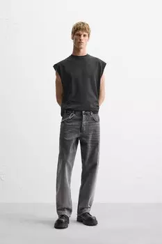 Прямые свободные джинсы ZARA, черный