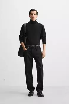 Прямые вышитые джинсы ZARA, черный