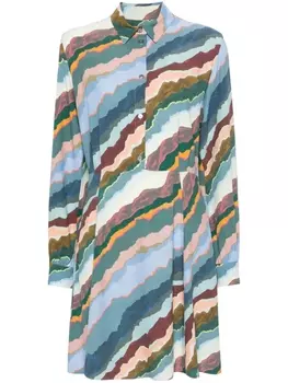 PS Paul Smith креповое платье Torn Stripe, синий