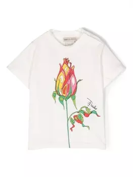 Pucci футболка с цветочным принтом, белый