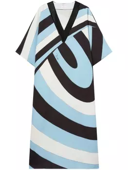 PUCCI Iride-print striped dress, синий