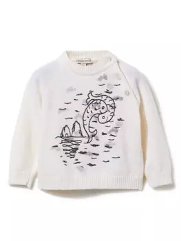 PUCCI Junior шерстяной свитер с вышивкой, белый