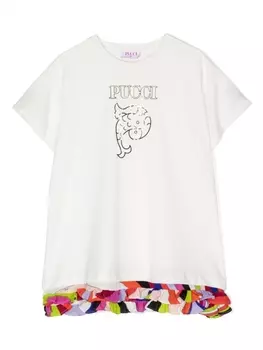 Pucci платье с логотипом, белый