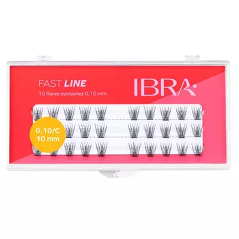 Пучки ресниц 10 мм, 30 шт./1 упаковка. Ibra Makeup Fast line