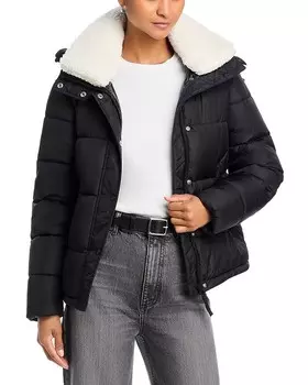 Пуховик AQUA Sherpa с капюшоном, черный