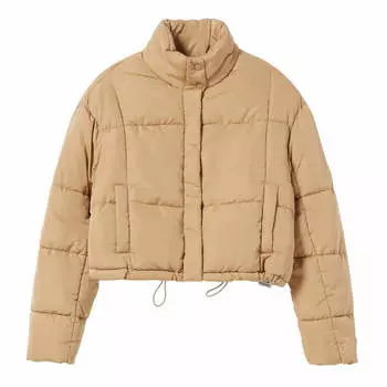 Пуховик Bershka Short Puffer, бежевый