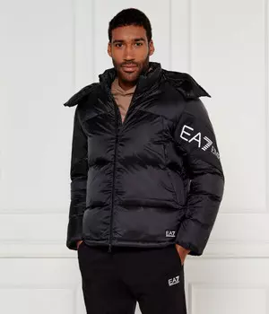 Пуховик Ea7 Regular Fit, черный / белый