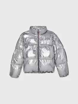 Пуховик из глянцевой фольги Tommy Hilfiger, серебряный