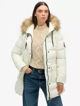 Пуховик из искусственного меха everest mid Superdry, белый
