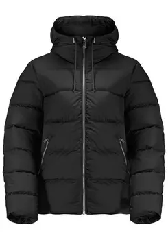Пуховик Jack Wolfskin, с капюшоном, черный