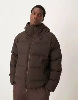 Пуховик коричневого цвета Selected Homme