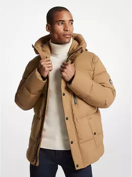 Пуховик Michael Kors Logo Tape Quilted Nylon, бежевый
