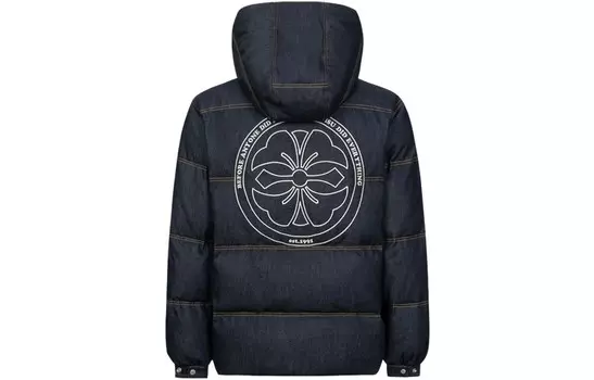 Пуховик мужской джинсовый синий Evisu, синий