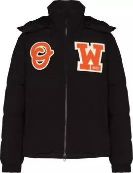 Пуховик Off-White Patch Puffer 'Black/Orange', черный