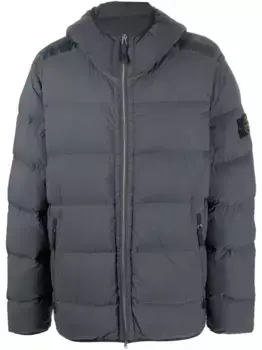 Пуховик с капюшоном Stone Island, серый